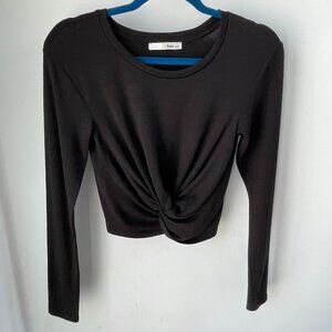 Aritzia black crop long sleeve knit top size S - knot detail - Wilfred Free